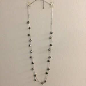 2/$15 Item 6 Necklace 40 in double strand silver tone chain silver beads